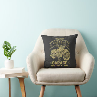 Two Wheels Adventure Motorcycle Throw Pillow