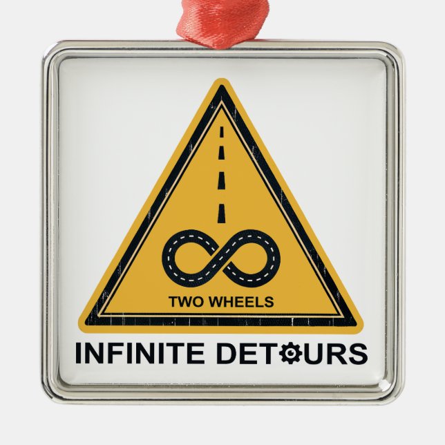 Two Wheels Infinite Detours Cycling Metal Ornament (Front)