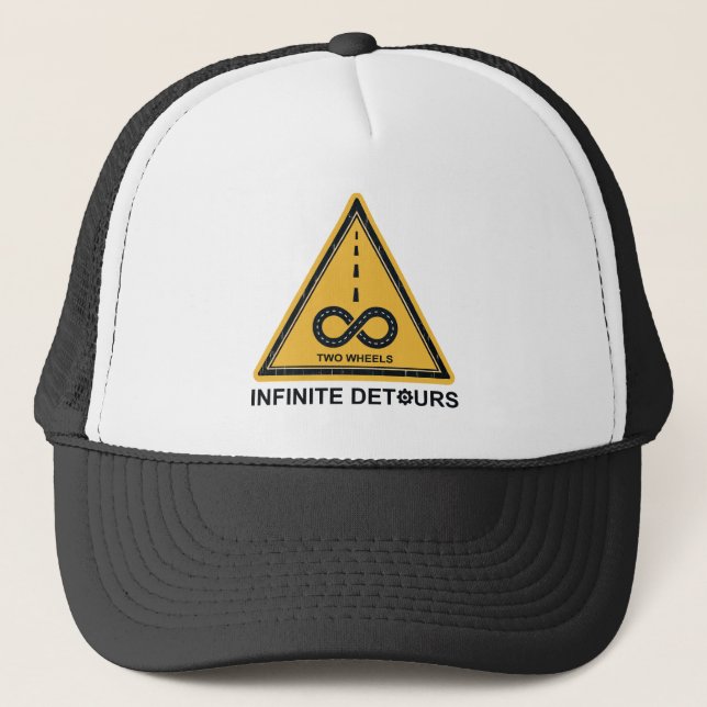 Two Wheels Infinite Detours Cycling Trucker Hat (Front)