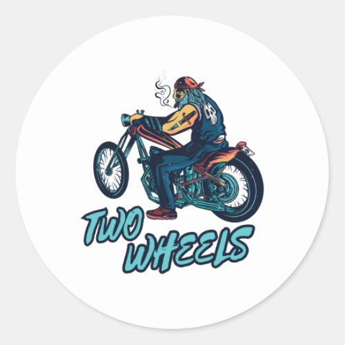 Two Wheels Motorcycle Classic Round Sticker