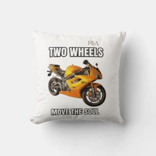 Two Wheels Move the Soul Motorcycle Shirt Biker Throw Pillow