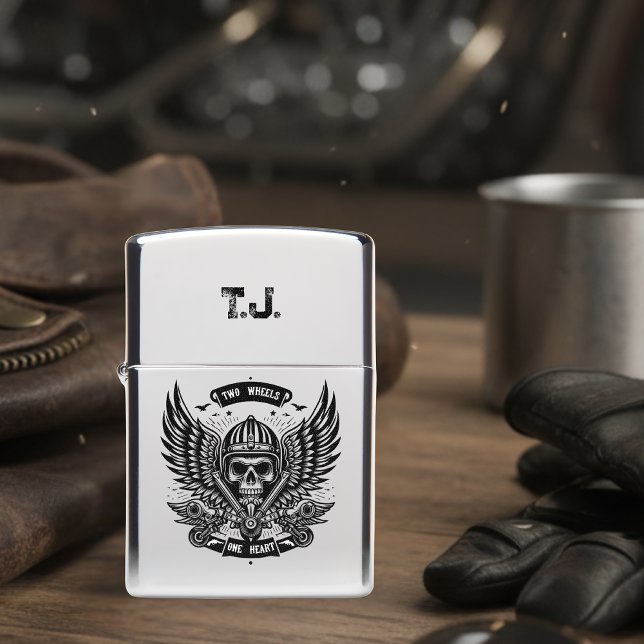 Two Wheels One Heart Biker Zippo Lighter (Creator Uploaded)