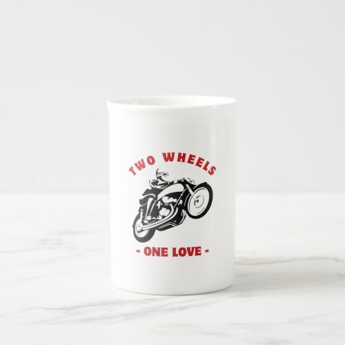 Two wheels one love bone china mug