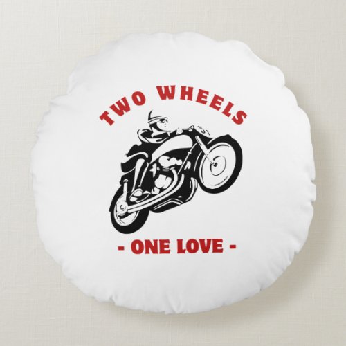 Two wheels one love round pillow