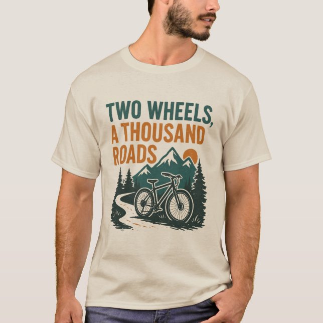Two Wheels, Thousand Roads T-Shirt (Front)