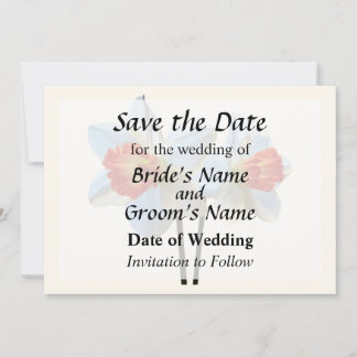 Two White And Orange Daffodils Save the Date