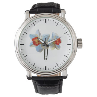 Two White And Orange Daffodils Watch