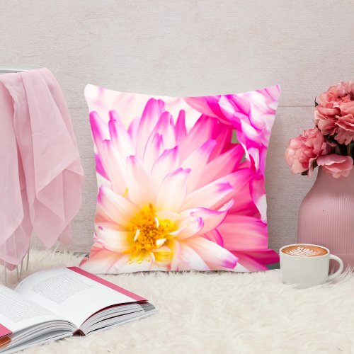 Two White And Pink Dahlias Throw Pillow