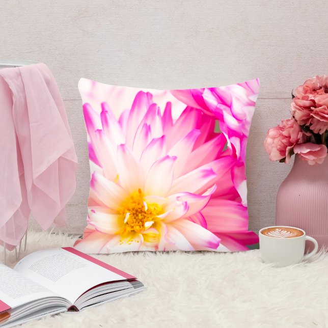 Two White And Pink Dahlias Throw Pillow (Creator Uploaded)
