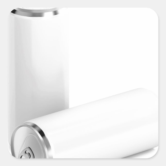 Two white beverage cans square sticker (Front)