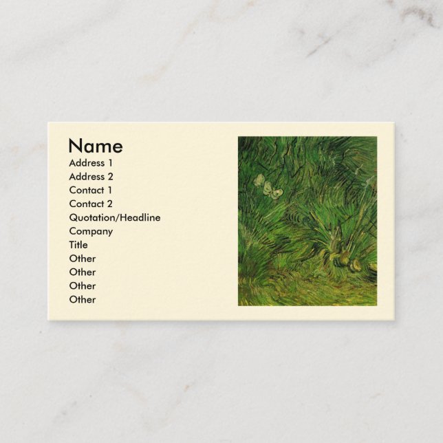Two White Butterflies by Vincent van Gogh Business Card (Front)