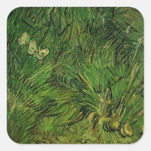 Two White Butterflies by Vincent van Gogh Square Sticker