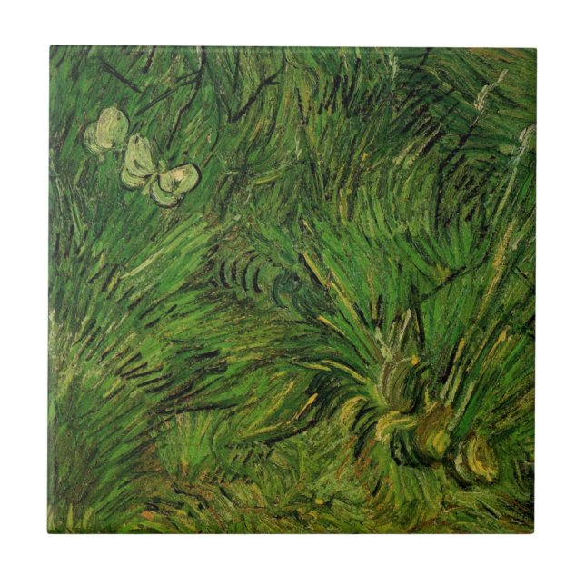 Two White Butterflies by Vincent van Gogh Tile (Front)