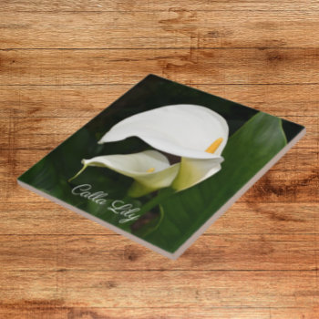 Two White Calla Lilies Floral Ceramic Tile by northwestphotos at Zazzle