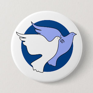 Two white doves for peace pinback button
