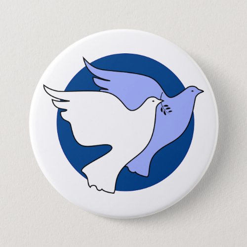 Two white doves for peace pinback button