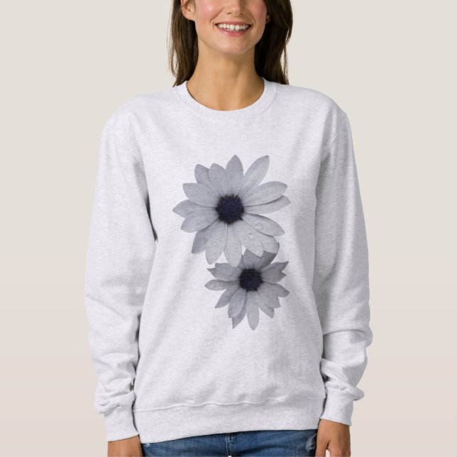 two white flowers sweatshirt (Front)