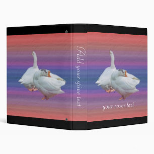 two white geese in color background binder