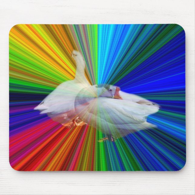 two white geese in very fancy  background mouse pad (Front)
