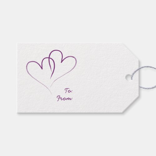 Two White Hearts intertwined _ bishop purple Gift Tags