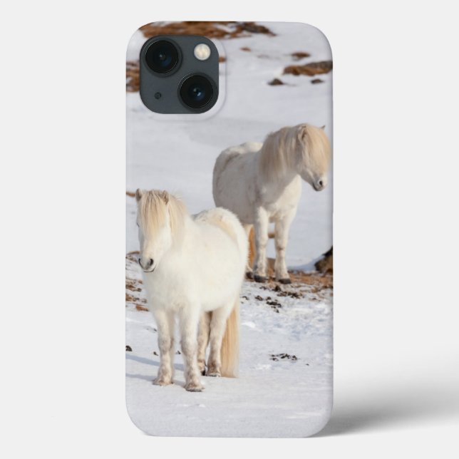 Two White Icelandic Horses Case-Mate iPhone Case (Back)