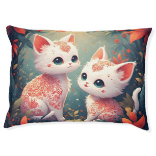 Two White Kittens in a Magical Forest Pet Bed