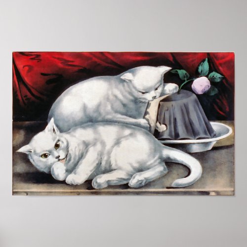Two White kittens sleeping Poster