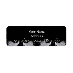 Two White Peacocks and Heart Monogram Label
