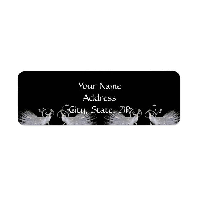 Two White Peacocks and Heart Monogram Label (Front)
