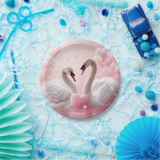 two white swans  paper plates