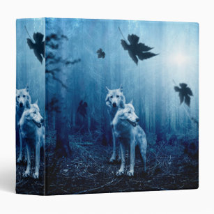 Two white wolves in the wild forest 3 ring binder