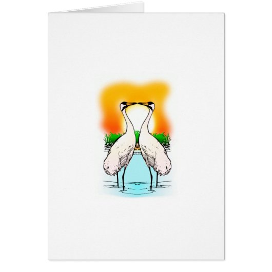 Two Whooping Cranes Kissing Cards (Front)