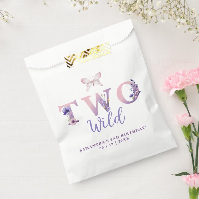 Two Wild 2nd Birthday Floral Favor Bags (Sealed)