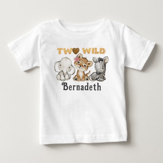 Two Wild 2nd Birthday Jungle Baby Girl T-Shirt (Front)