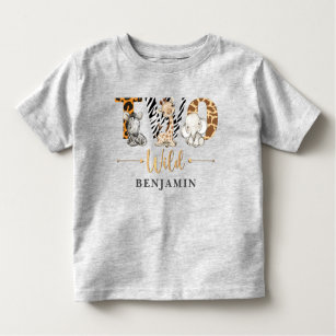 Baby Boy 2nd Birthday T-Shirt - I'm Two Wild 2 Jungle Animals