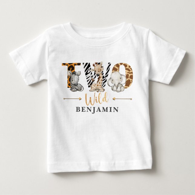 Two Wild 2nd Birthday Jungle Baby T-Shirt (Front)