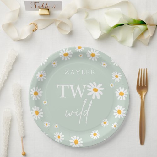 Two Wild 2nd Birthday Party Boho Retro Daisy Paper Plates