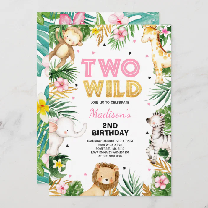 Paper & Party Supplies Invitations Party Animal Invitation Safari Party  Invite Jungle Birthday Two wild birthday invitation Jungle Theme birthday  party Wild animal party 