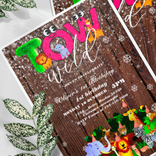 Two Wild 2nd Birthday Party Safari Animals Party Invitation