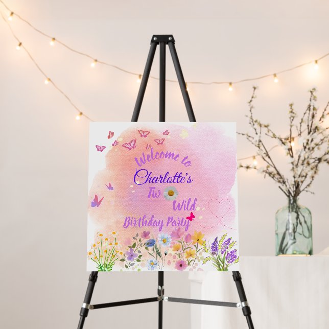 "Two Wild" 2nd Birthday Party Welcome Sign (In Situ (Stand))