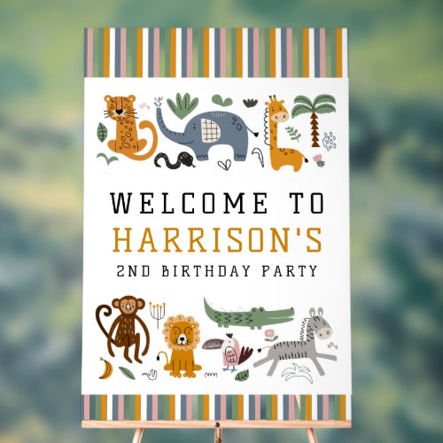 Two Wild 2nd Birthday Safari Animals Cute Kids Acrylic Sign