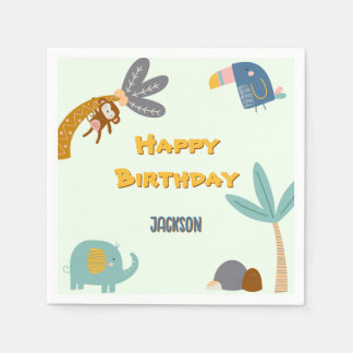 Two Wild 2nd Birthday Safari Animals Cute Napkins