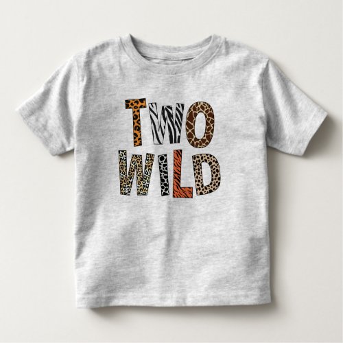 Two Wild 2nd Birthday Two Years Old Animal Print Toddler T_shirt