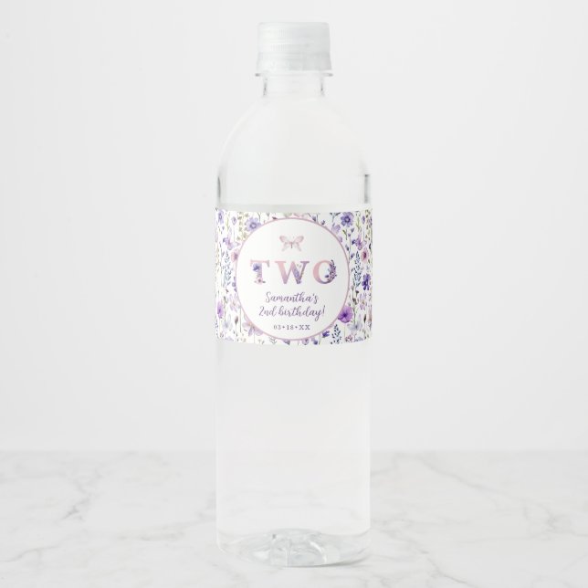 Two Wild 2nd Birthday Water Bottle Labels (Front)