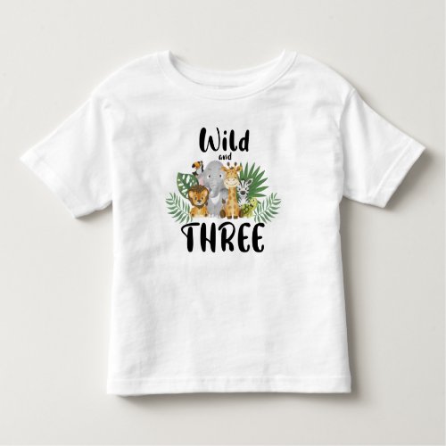 Two Wild 3rd Birthday Jungle Safari Cute Toddler T_shirt