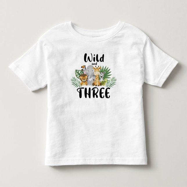 Two Wild 3rd Birthday Jungle Safari Cute Toddler T-shirt (Front)