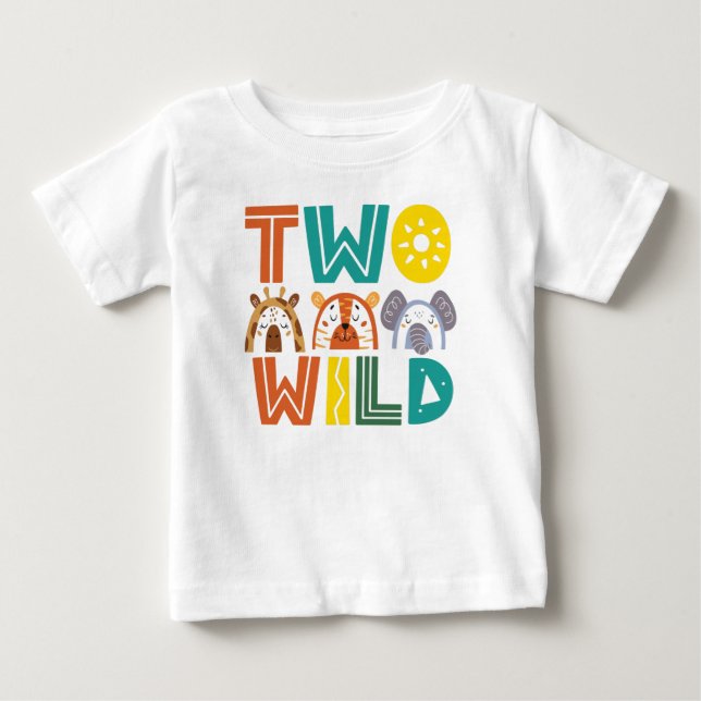 Two Wild Animal Second Birthday Baby T-Shirt (Front)