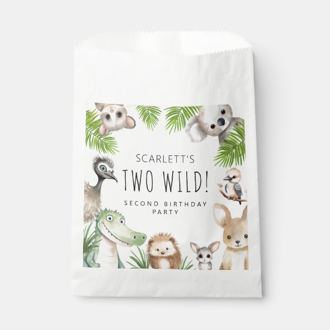 Two Wild! Aussie Animal Birthday Party Favor Bag (Front)