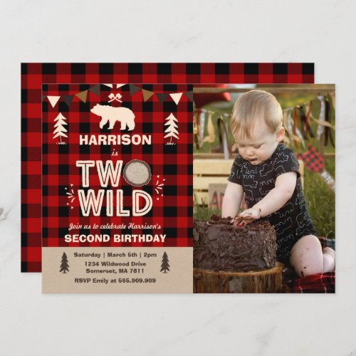 Two Wild Birthday Invitation Lumberjack Two Wild