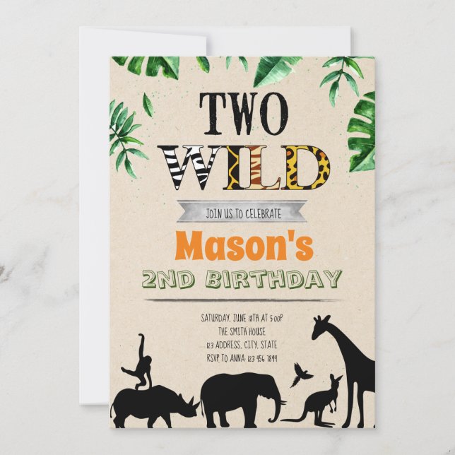 Two wild birthday party invitation (Front)